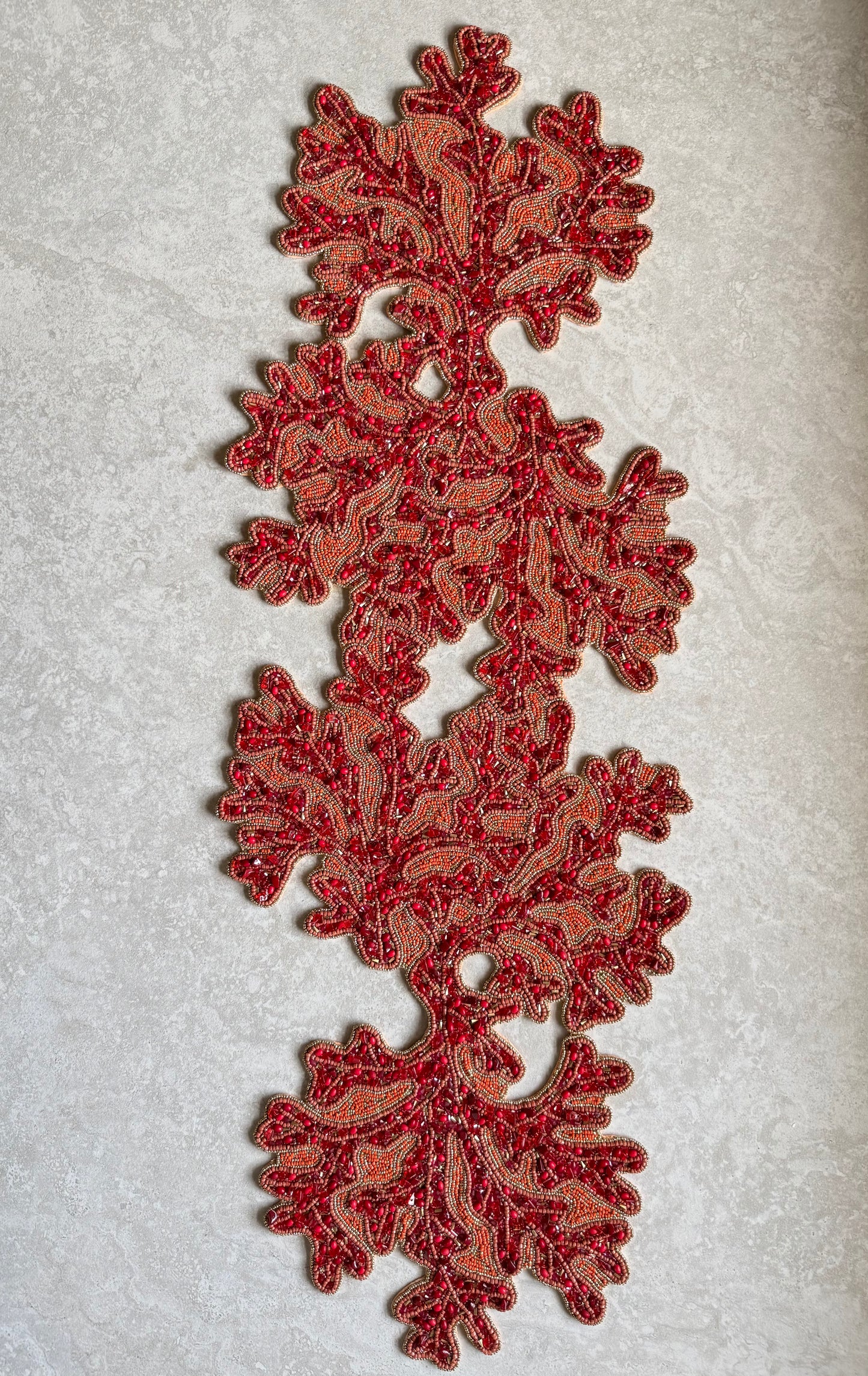 Coral Beaded Runner, Set of 1