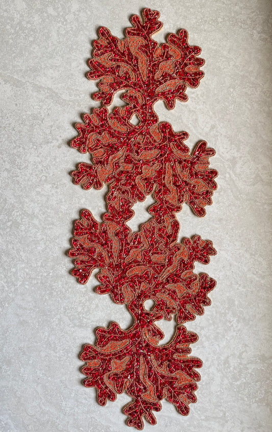 Coral Beaded Runner, Set of 1