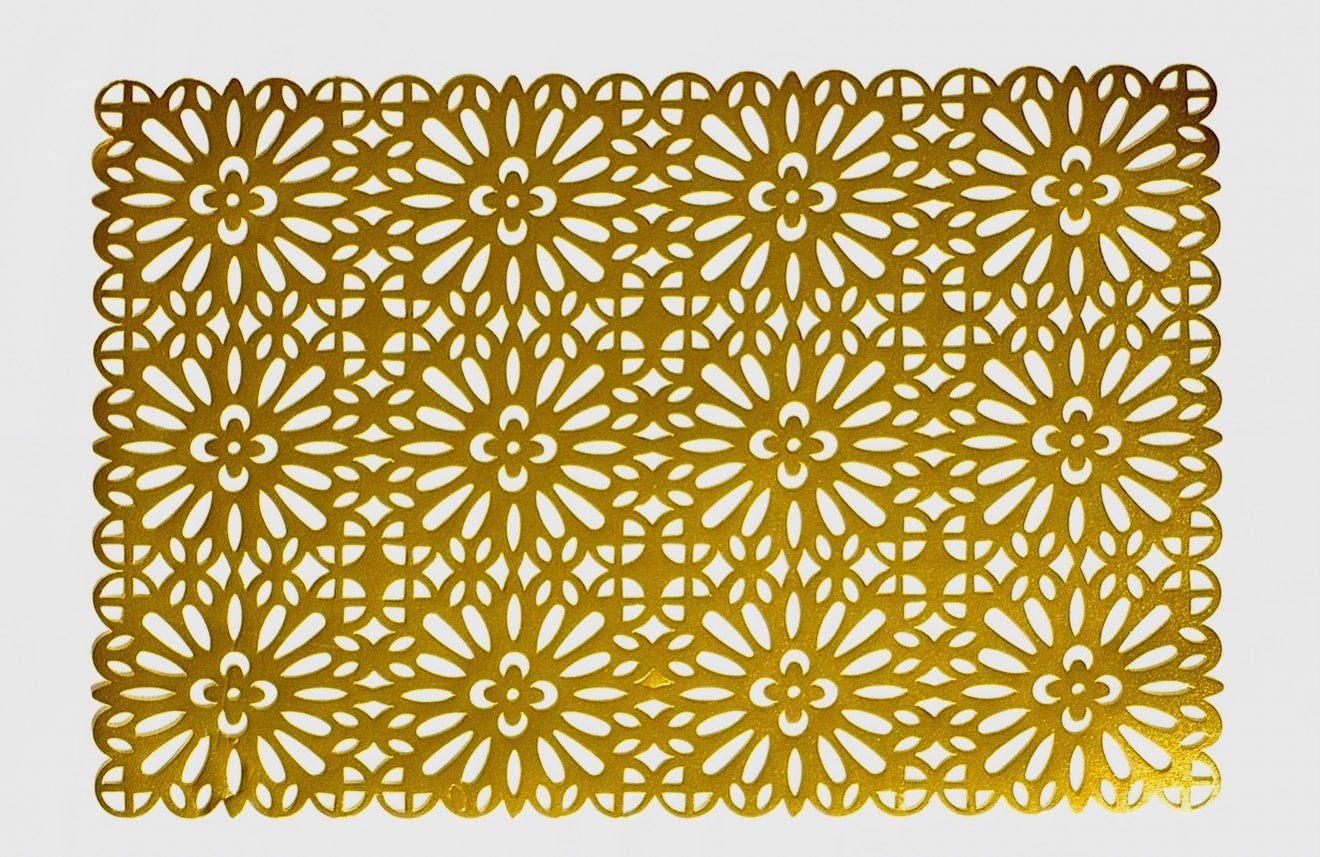 Gold metallic cut out flower design in faux leather x 8