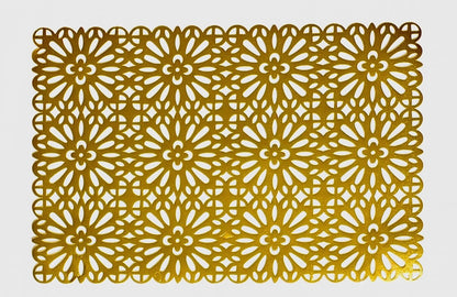 Gold metallic cut out flower design in faux leather x 8