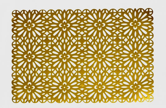 Gold metallic cut out flower design in faux leather x 8