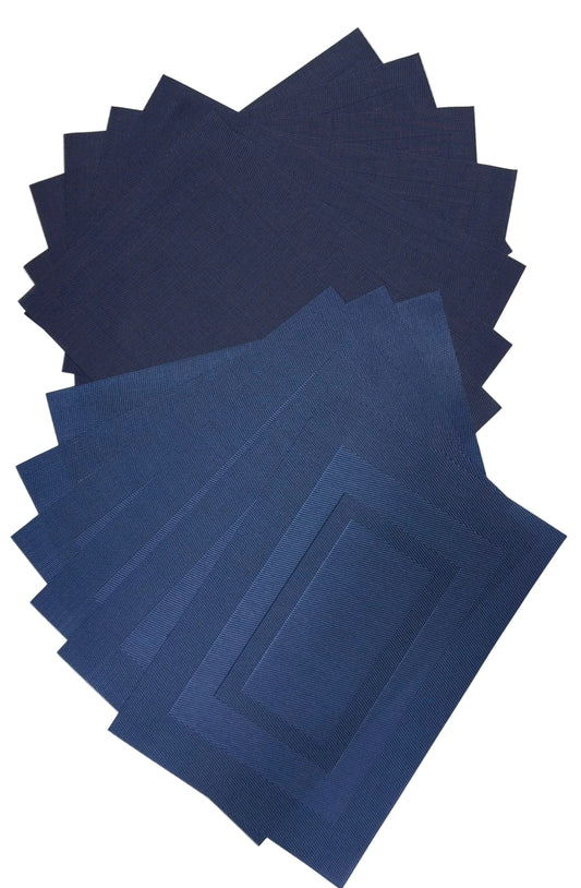 Blue coloured rectangle placemats x 13