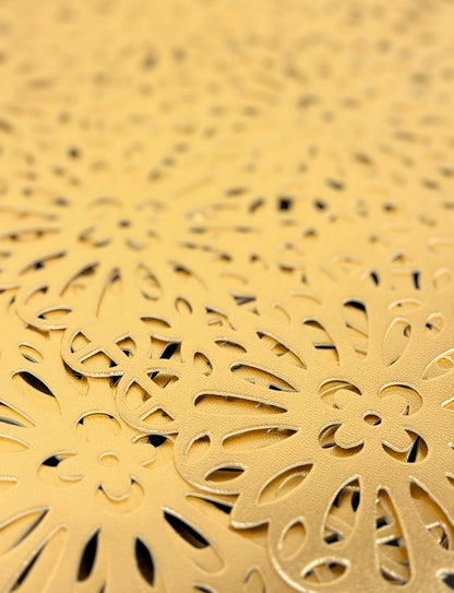 Gold metallic cut out flower design in faux leather x 8