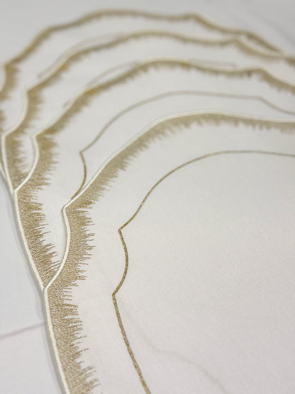 Samples Embroidered Gold Dust placemat in Ivory & Gold x 4