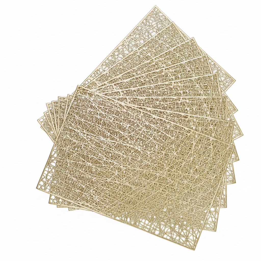 Gold abstract cut out Gold metallic rectangle placemats x 8
