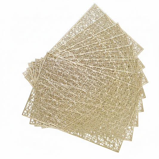 Gold abstract cut out Gold metallic rectangle placemats x 8