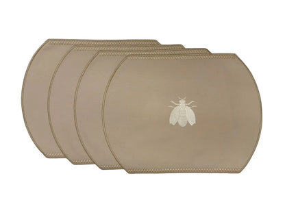 Samples Embroidered Honey Bee placemat in Dark Ivory x 4