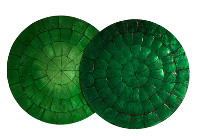 Two Green Capri Mother of Pearl shell placemats
