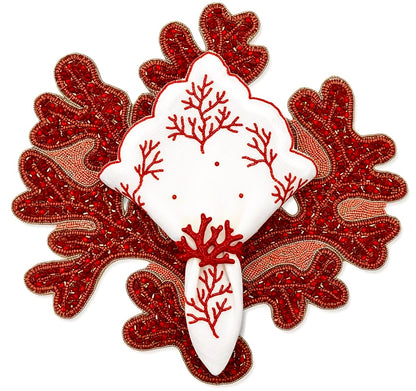 Coral Beaded Runner, Set of 1
