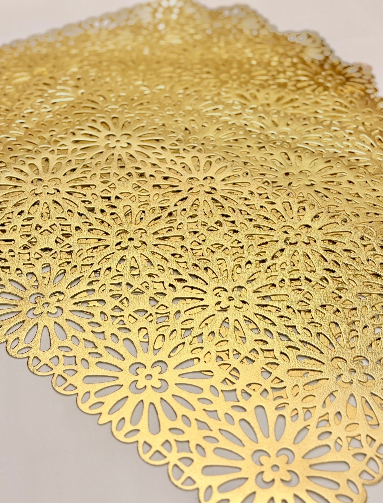 Gold metallic cut out flower design in faux leather x 8