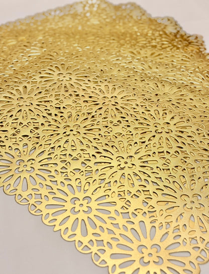 Gold metallic cut out flower design in faux leather x 8