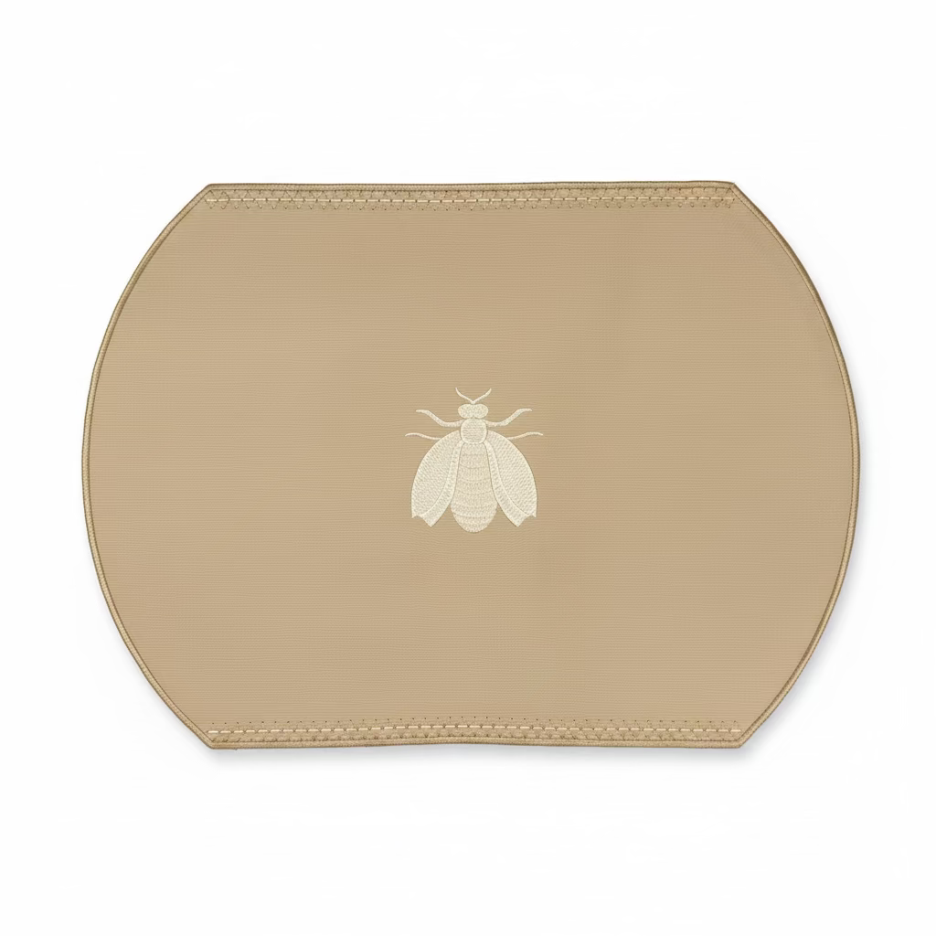 Samples Embroidered Honey Bee placemat in Dark Ivory x 4