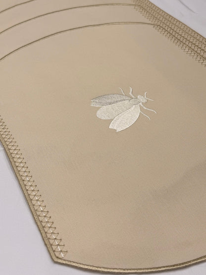 Samples Embroidered Honey Bee placemat in Dark Ivory x 4