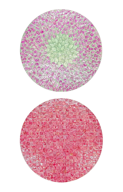 Set of two Pink pattern Mother of Pearl placemats. X 2