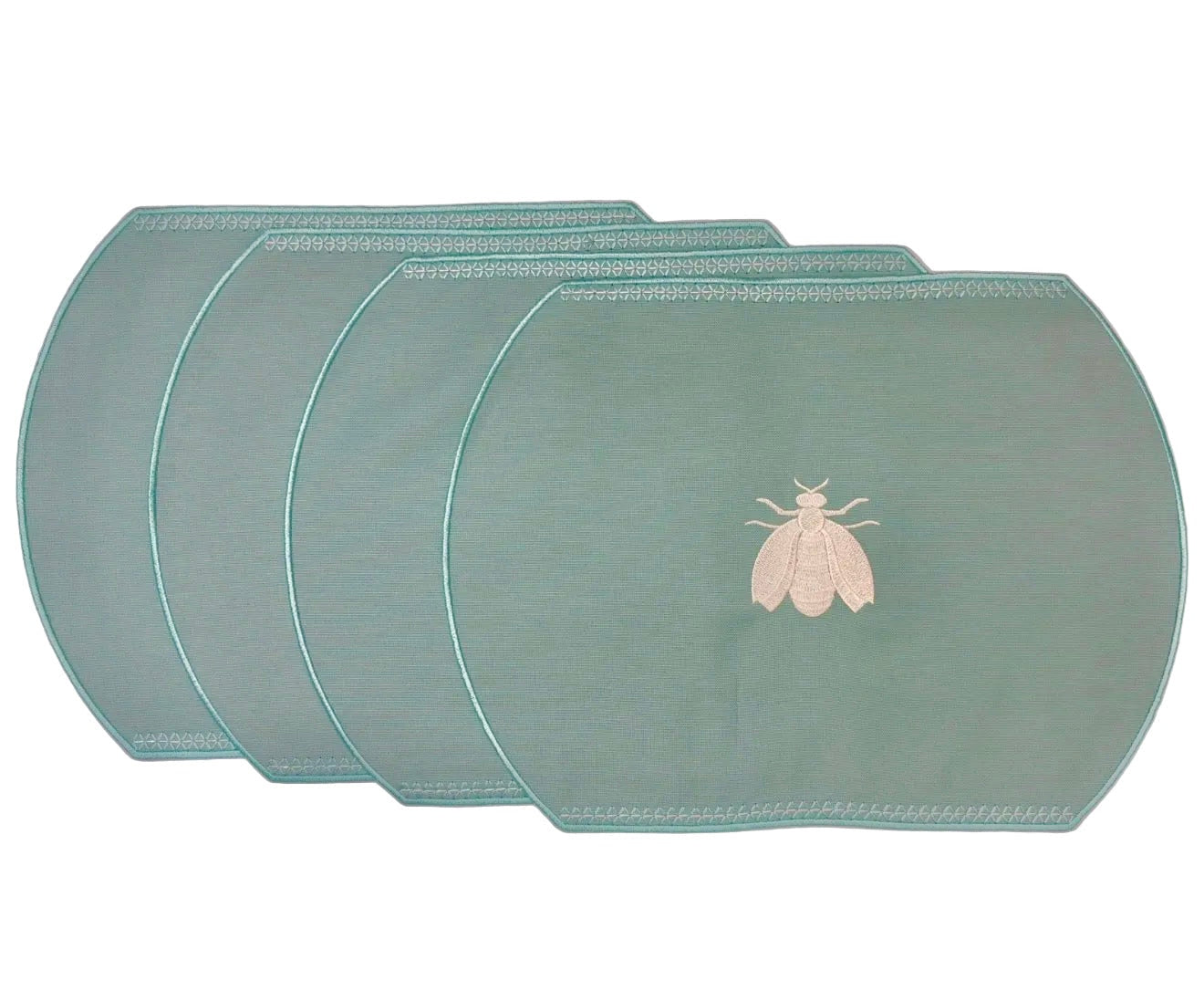 Samples Embroidered Honey Bee placemat in Duck Egg Blue x 4