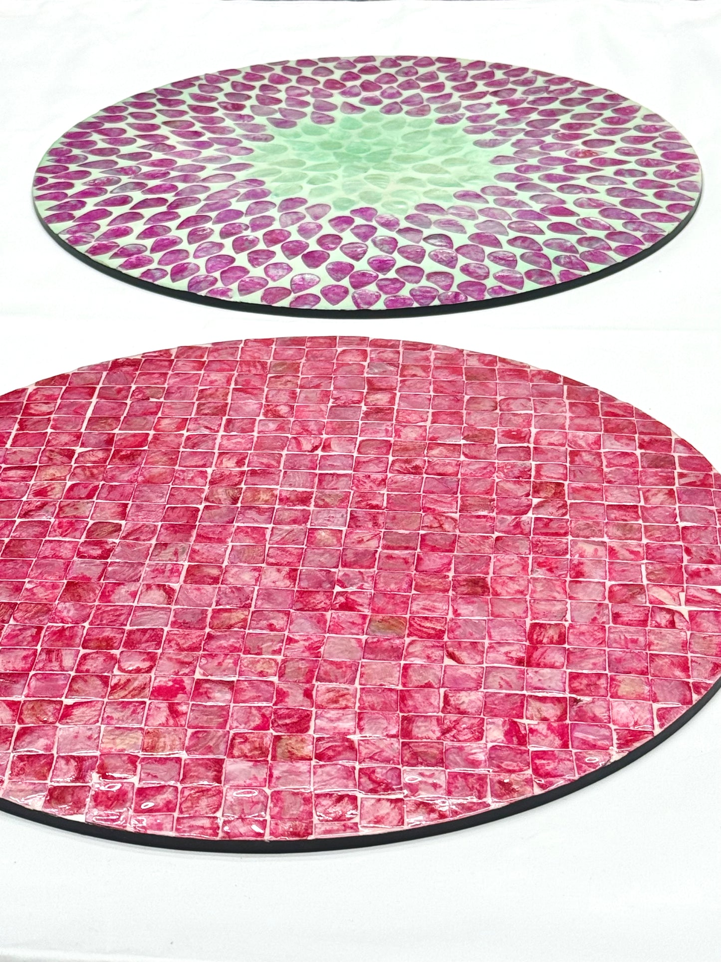 Set of two Pink pattern Mother of Pearl placemats. X 2