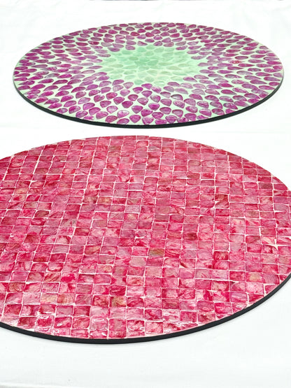 Set of two Pink pattern Mother of Pearl placemats. X 2