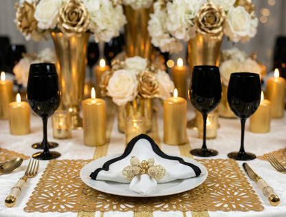 Flower Tile Rectangle Placemat in Gold, Set of 4