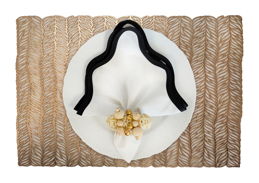 Gold Metallic Leaves cut out Rectangle Placemat, Set of 4