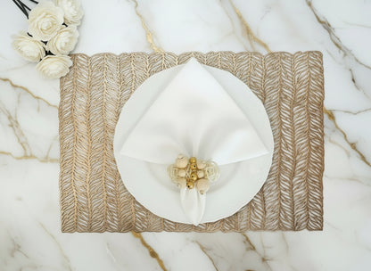 Gold Metallic Leaves cut out Rectangle Placemat, Set of 4