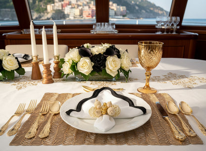 Gold Metallic Leaves cut out Rectangle Placemat, Set of 4