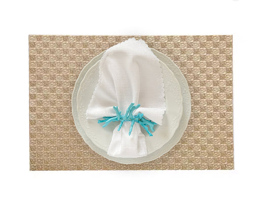 All Squared Rectangle Placemat in Gold, Set of 4