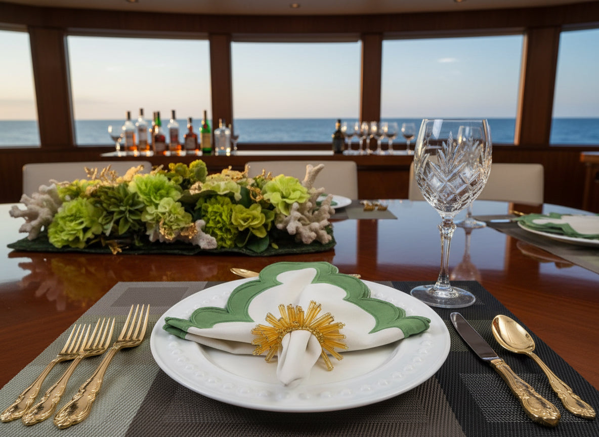 Green Squares Rectangle Woven Placemat in Green Gradient, Set of 4