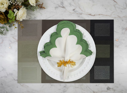 Green Squares Rectangle Woven Placemat in Green Gradient, Set of 4