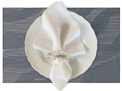 Wave Rectangle Woven Placemat in Grey, Set of 4