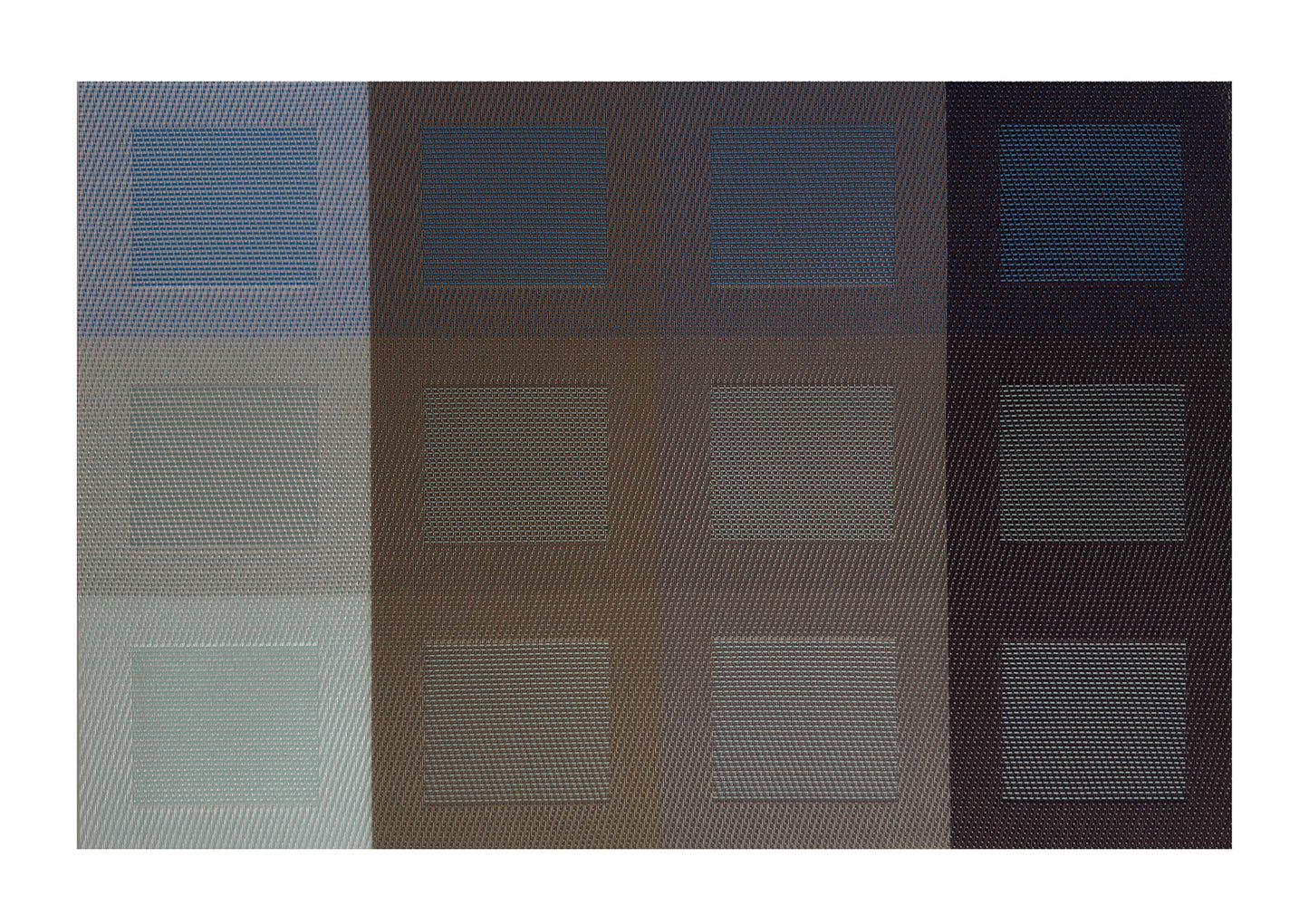 Blue Squares Rectangle Woven Placemat in Blue Gradient, Set of 4