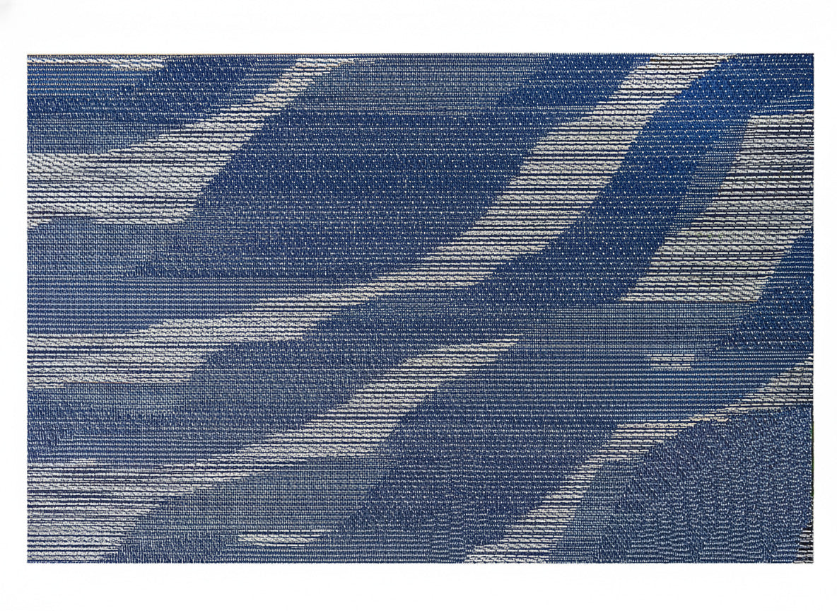 Wave Rectangle Woven Placemat in Blue, Set of 4