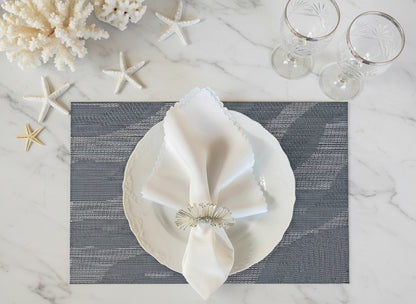 Wave Rectangle Woven Placemat in Grey, Set of 4