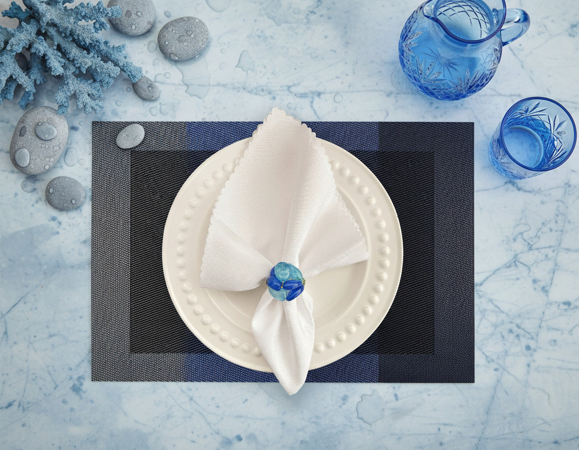 Gradient Rectangle Woven Placemat in Blue Tones, Set of 4