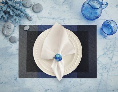 Gradient Rectangle Woven Placemat in Blue Tones, Set of 4