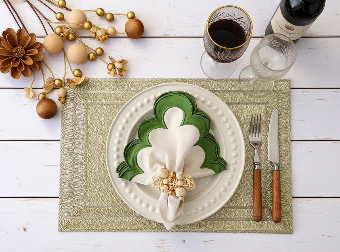 Framed Rectangle Placemat in Gold, Set of 4