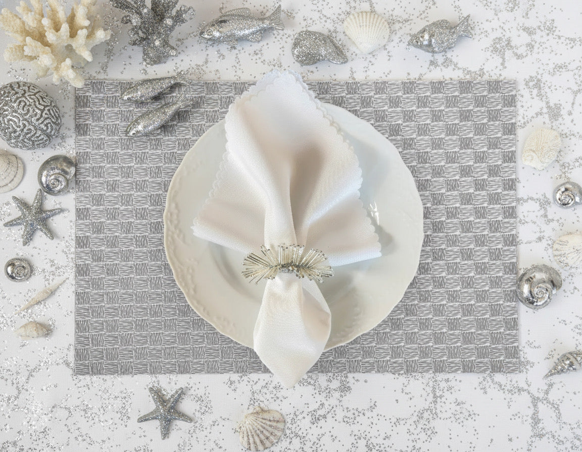 All Squared Rectangle Placemat in Silver, Set of 4