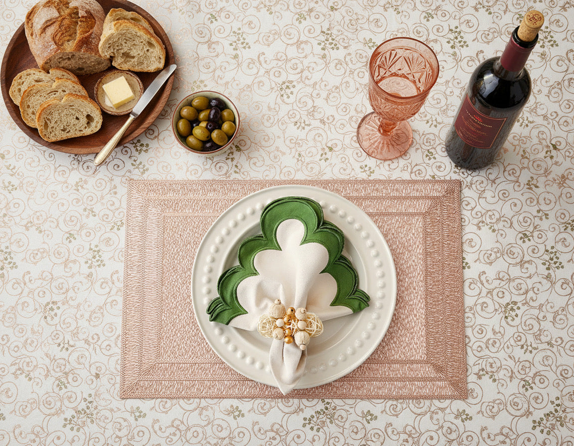 Framed Rectangle Placemat in Rose Gold, Set of 4