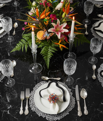 Flower Power Round Placemat in Silver, Set of 4