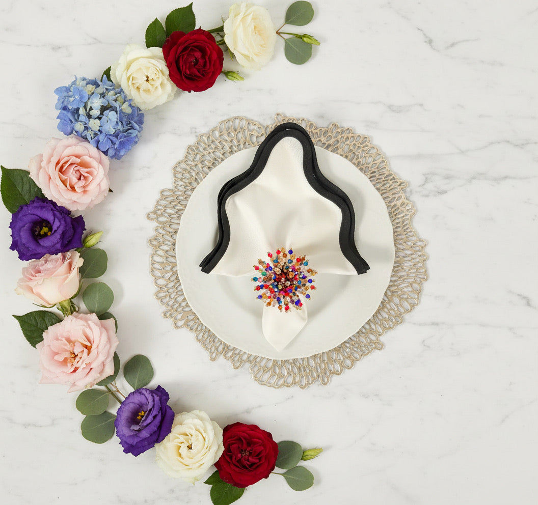 Flower Power Round Placemat in Gold, Set of 4