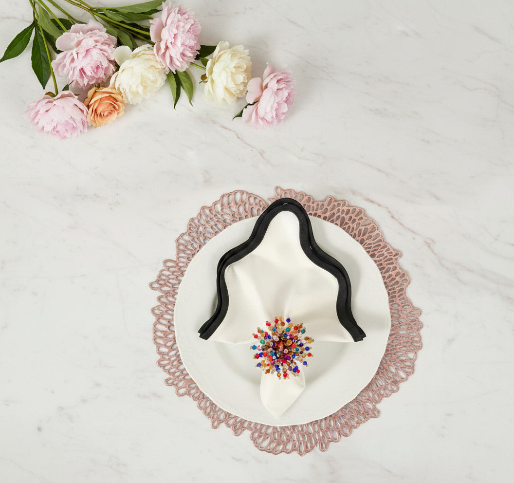 Flower Power Round Placemat in Rose Gold, Set of 4