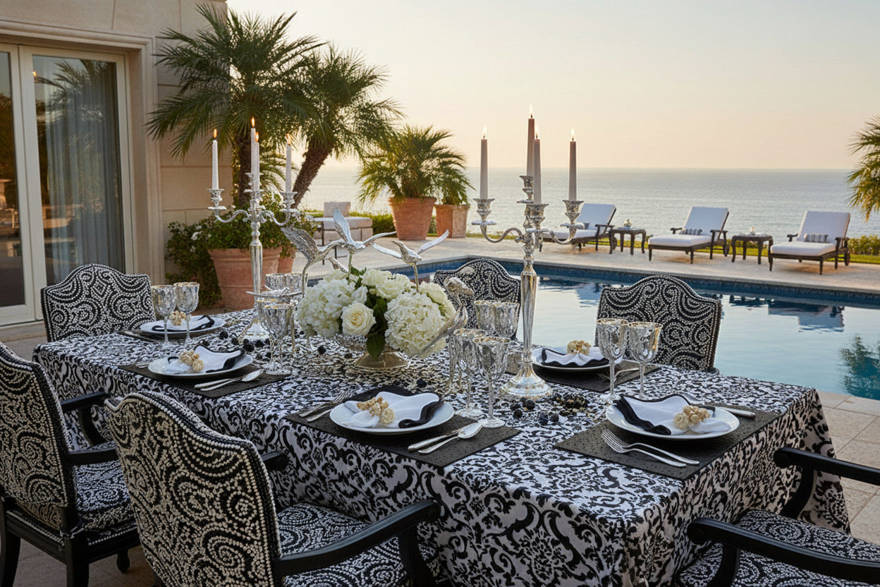 Ostrich Faux Leather Rectangle Placemat in Black, Set of 4