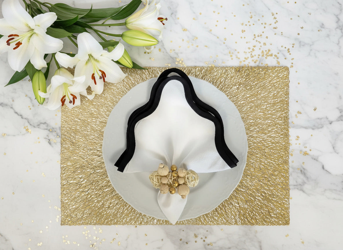 Sunburst Rectangle Placemat in Gold, Set of 4