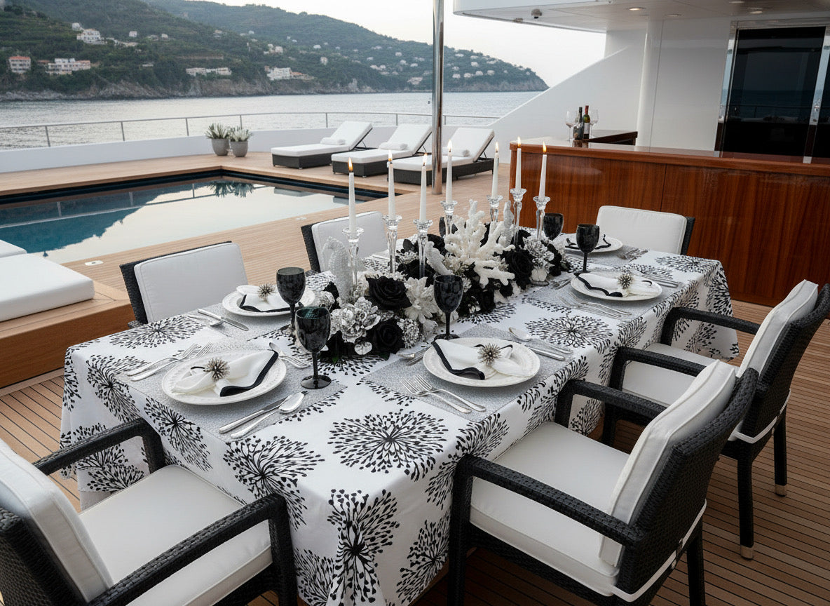 Sunburst Rectangle Placemat in Silver, Set of 4