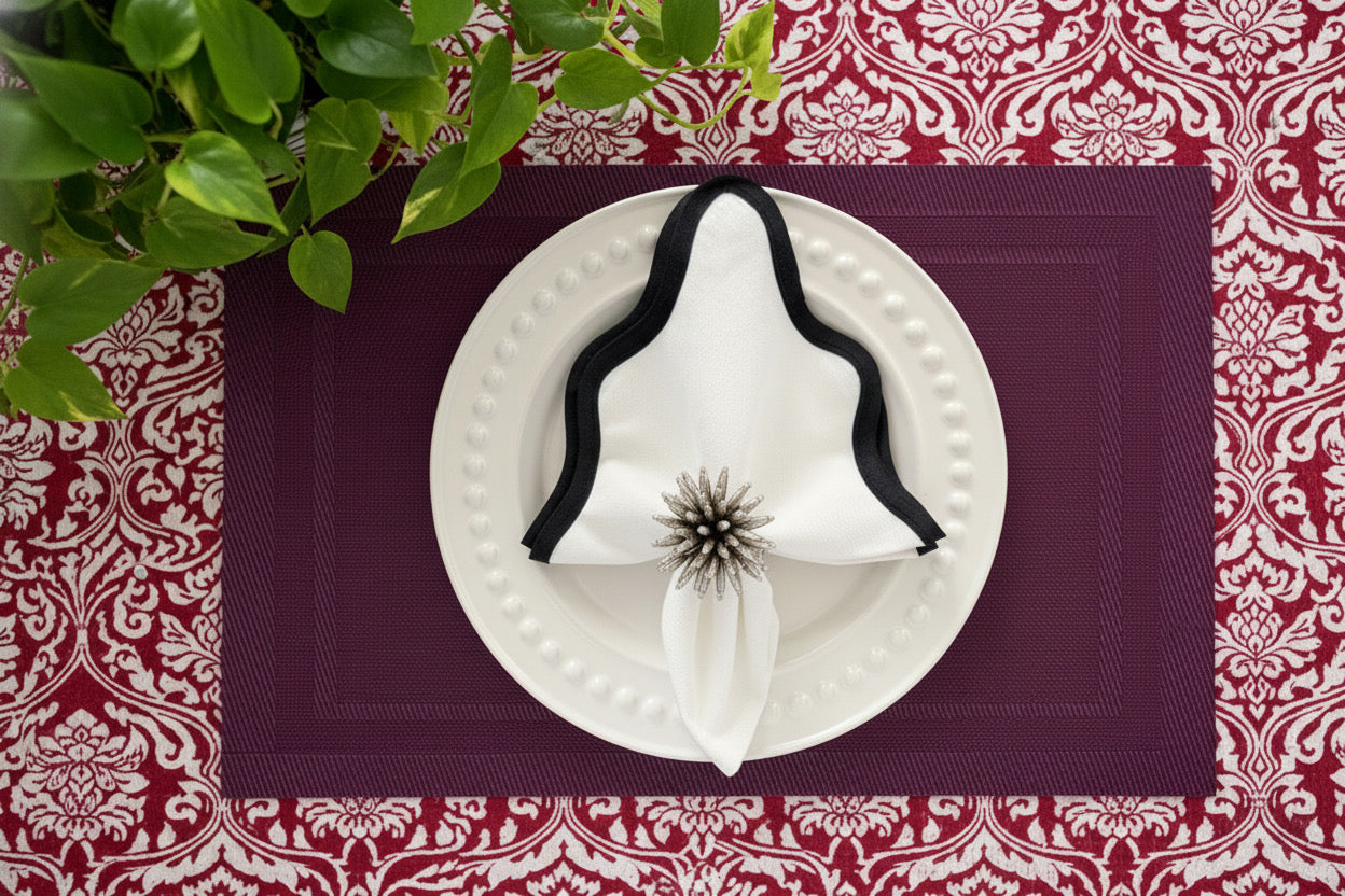 Velvet Feel Rectangle Woven Placemat in Cherry Red, Set of 4