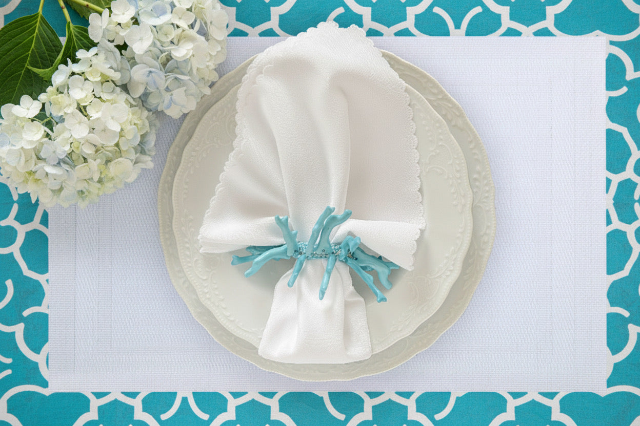 Velvet Feel Rectangle Woven Placemat in Salt White, Set of 4