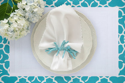 Velvet Feel Rectangle Woven Placemat in Salt White, Set of 4