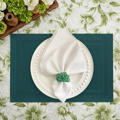 Velvet Feel Rectangle Woven Placemat in Moss Green, Set of 4