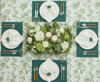 Velvet Feel Rectangle Woven Placemat in Moss Green, Set of 4