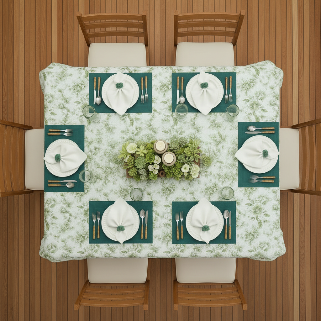 Velvet Feel Rectangle Woven Placemat in Moss Green, Set of 4