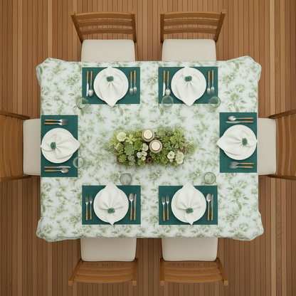 Velvet Feel Rectangle Woven Placemat in Moss Green, Set of 4